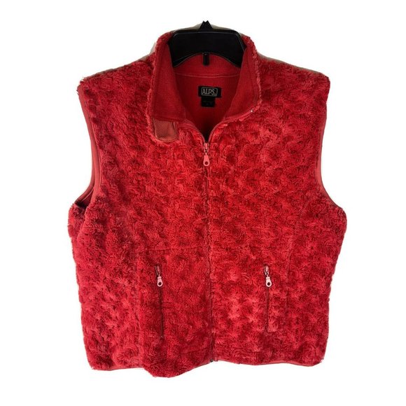 ALPS SPORTSWEAR Zip Vest Wmns Sz L Softest Plush DARK CORAL-RED‎ - Picture 1 of 6